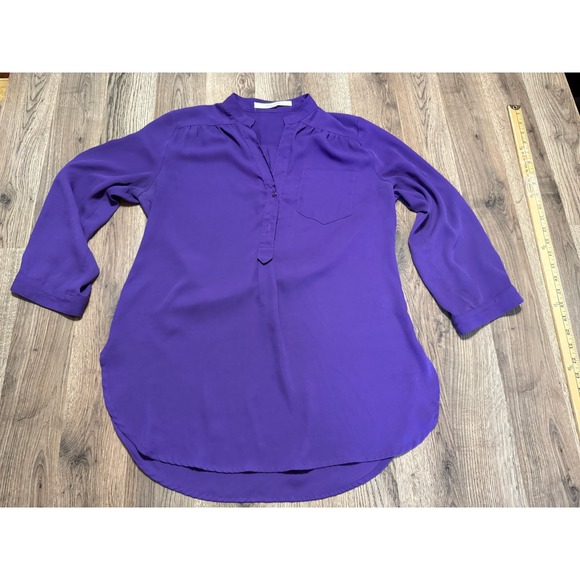 41 Hawthorn Tops - 41 Hawthorn Purple Split Neck Button Front 3/4 Sleeve Blouse Size Medium